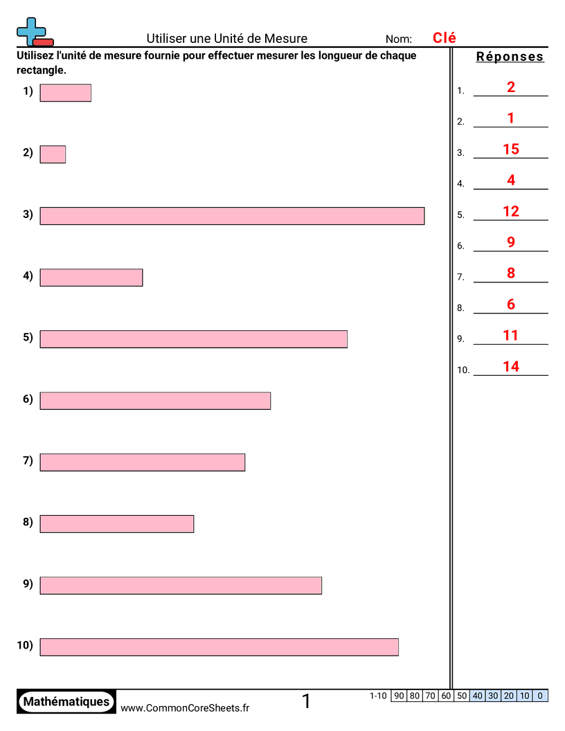 Measurement Fiches d'Exercices sur la Mésure - utiliser-des-unites-pour-mesurer worksheet