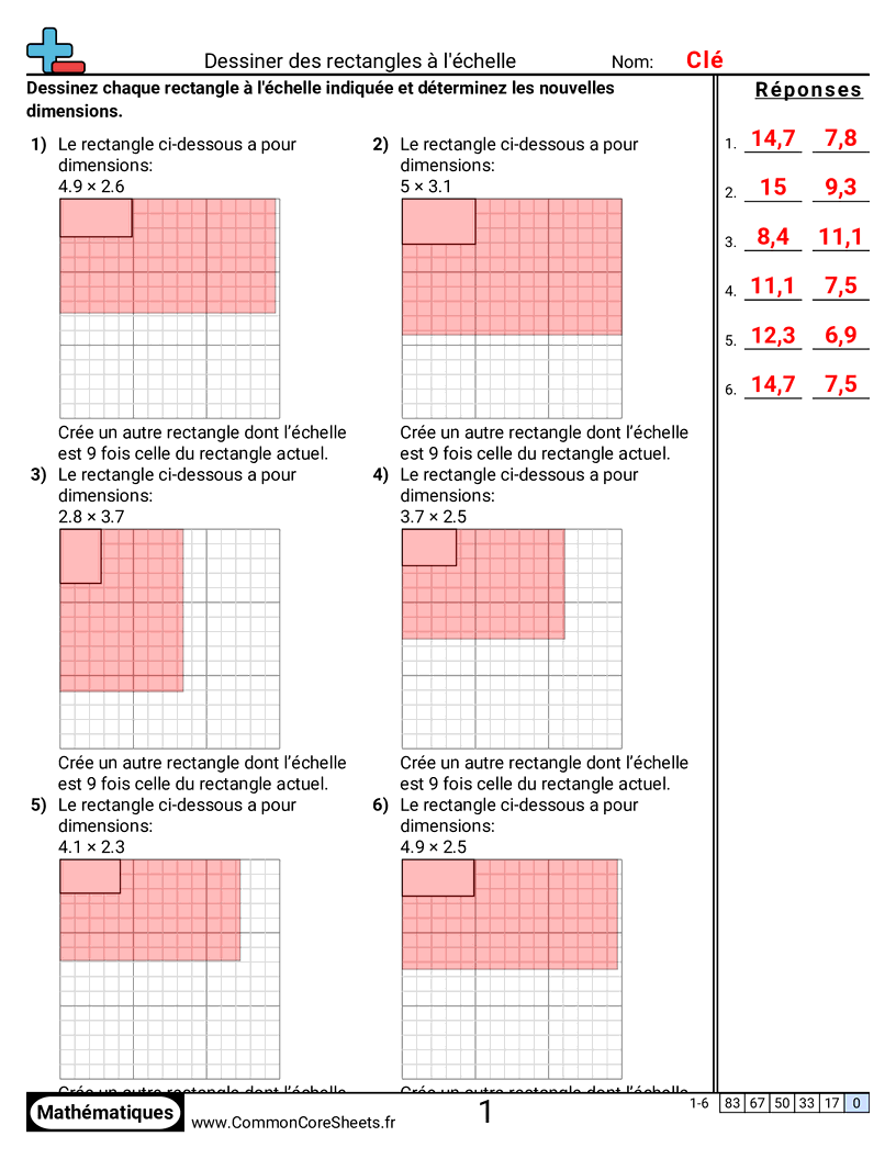 Fiches d'Exercices sur les Figures - Dessiner des rectangles à l’échelle worksheet