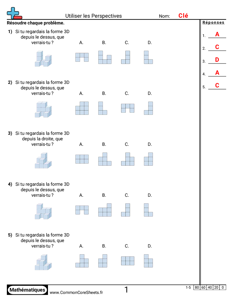 Fiches d'Exercices sur les Figures - Utiliser des perspectives worksheet