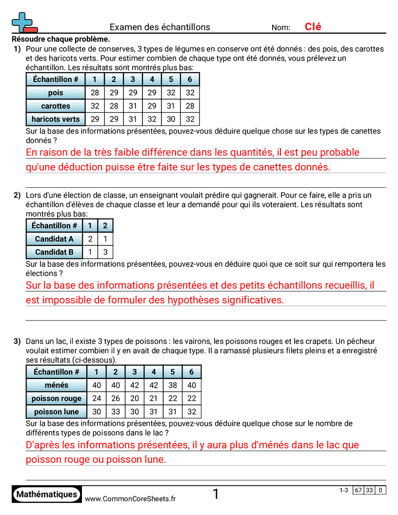 Fiches d'Exercices sur les Statistiques - etudier-des-echantillons worksheet