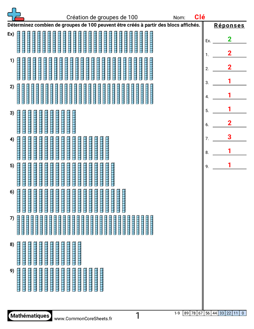 Fiches d'Exercices sur le placement de virgule d'un nombre décimal - Créer des groupes de 100 worksheet